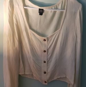 Cream color long sleeve crop top